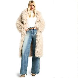Boohoo Shaggy Faux Fur Longline Coat
